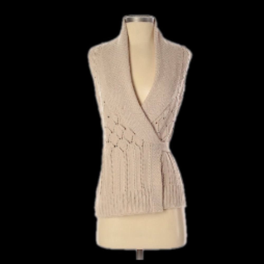 NWT Elie Tahari Edena Warm Beige Sweater Wrap-S - Picture 1 of 2